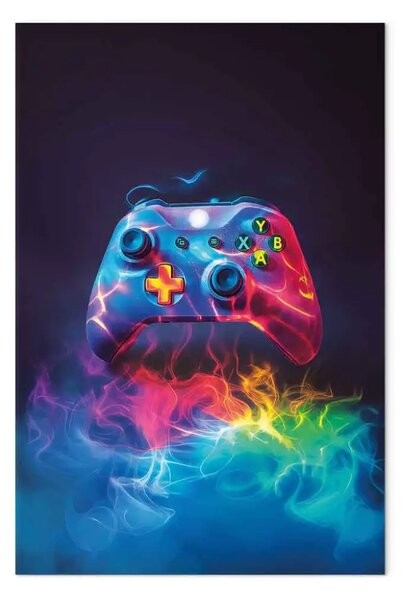 Quadro contemporaneo Controller di potenza - pad colorato circondato da energia luminosa ed effetti neon