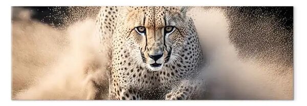 Quadro Gheppardo in corsa - animale selvaggio maestoso che corre nella sabbia