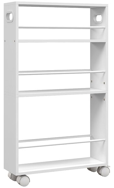 HOMCOM Carrello per Cucina e Bagno Salvaspazio a 3 Livelli con Barre Laterali e Ruote con Freni, 45x15x80 cm, Bianco | Aosom Italy