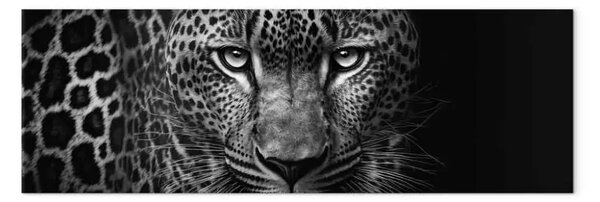 Quadro su tela Pantera in agguato - gatto pericoloso che si prepara ad attaccare