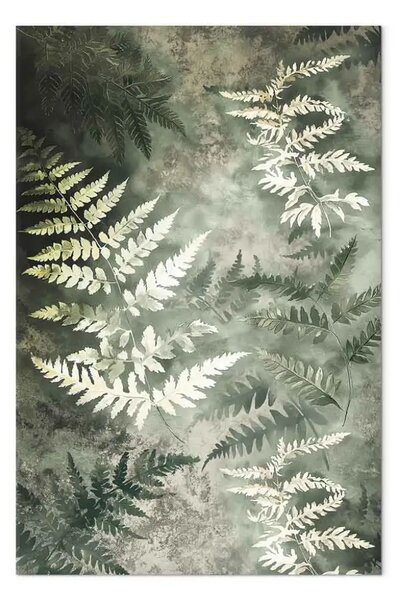 Quadro su tela Felci verde-bianco - composizione di foglie in elegante disposizione