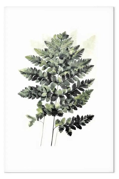 Quadro moderno Felce verde scuro - elegante forma naturale su sfondo minimalista