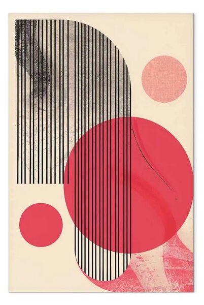 Quadro contemporaneo Ispirato Bauhaus - figure geometriche e linee su sfondo beige