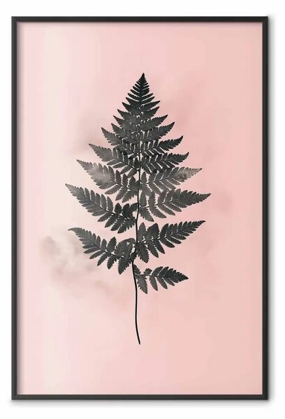 Poster: Rosa e grafite delle foglie - sottile gioco di colori naturali