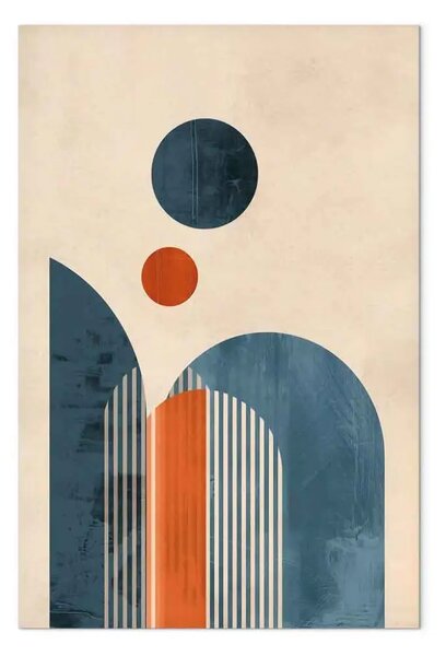 Quadro su tela Ispirato Bauhaus - forme geometriche blu e arancioni