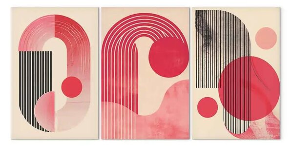 Quadro contemporaneo Ispirato Bauhaus - contrasti di figure geometriche su sfondo beige