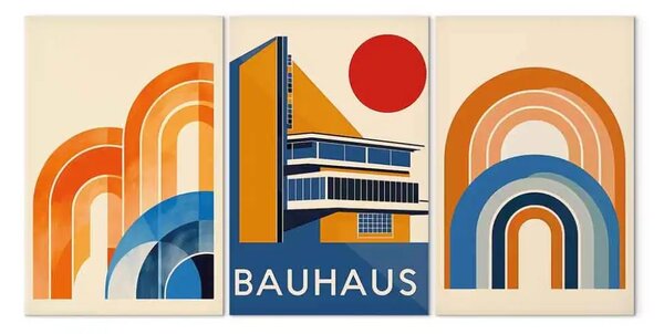 Quadro Ispirato Bauhaus - archi colorati e architettura modernista