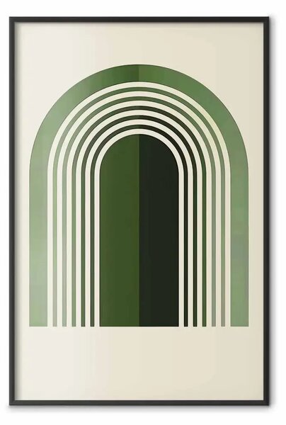 Poster: Ispirato Bauhaus - motivo moderno con archi in sfumature di verde