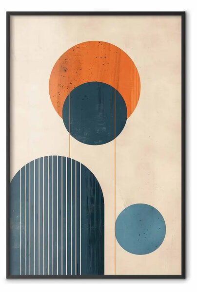 Poster: Ispirato Bauhaus - composizione geometrica in sfumature di arancione e blu