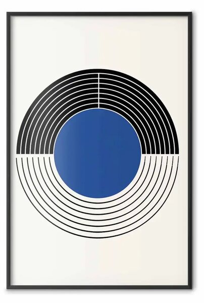 Poster: Ispirato Bauhaus - composizione geometrica con centro blu