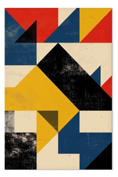 Quadro moderno Ispirato Bauhaus - triangoli colorati e forme geometriche