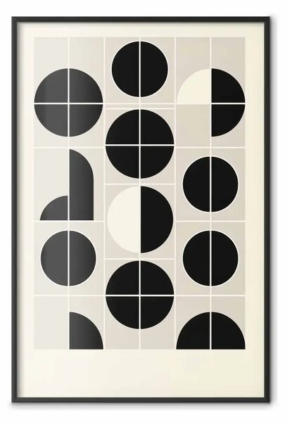 Poster: Ispirato Bauhaus - disposizione geometrica di semicirchi in bianco e nero