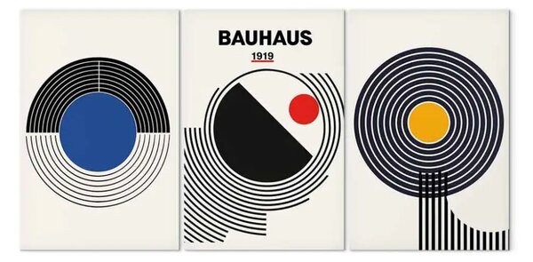 Quadro contemporaneo Ispirato Bauhaus - composizioni geometriche con cerchi e linee in stile modernista