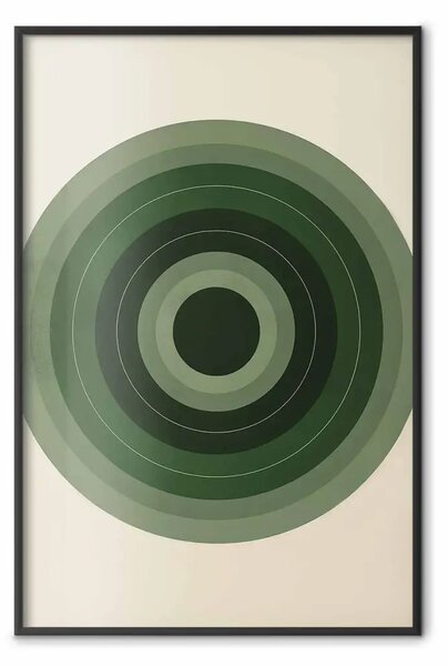 Poster: Ispirato Bauhaus - cerchi stratificati in verde monocromatico