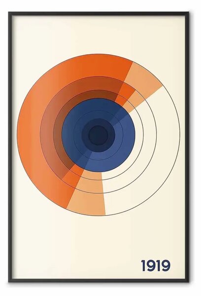 Poster: Ispirato Bauhaus - cerchi concentrici in sfumature di arancione e blu