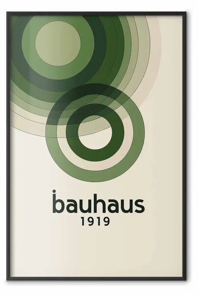 Poster: Ispirato Bauhaus - cerchi verdi in composizione geometrica minimalista