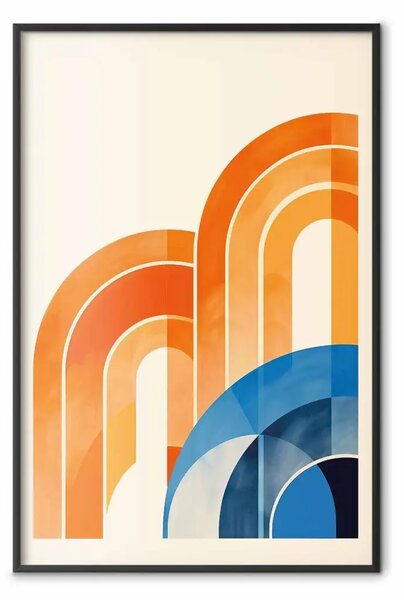 Poster: Ispirato Bauhaus - composizione geometrica in sfumature di arancione e blu