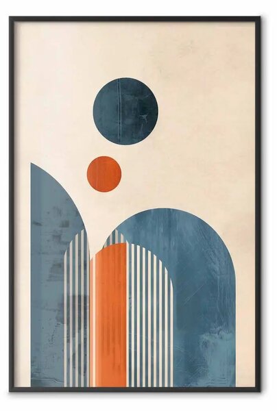 Poster: Ispirato Bauhaus - linee e figure in disposizione minimalista di colori