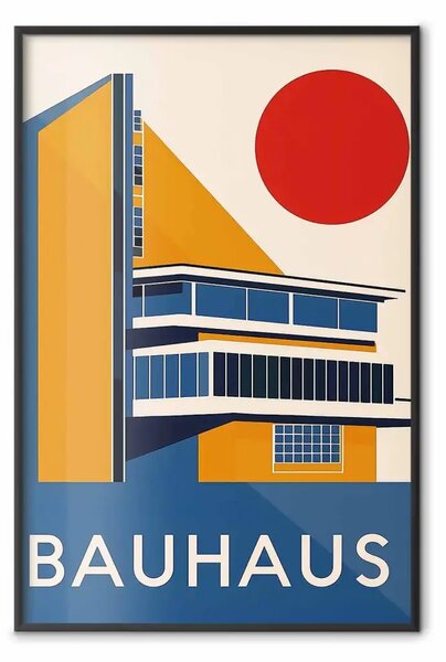 Poster: Ispirato Bauhaus - architettura geometrica con cerchio rosso
