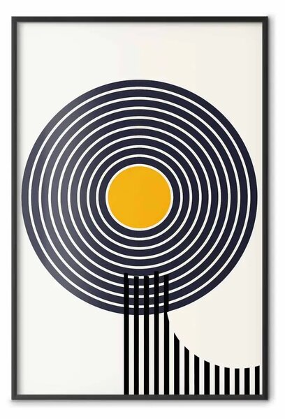 Poster: Ispirato Bauhaus - composizione moderna con centro giallo e linee