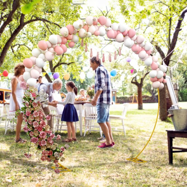 Outsunny Arco da Giardino in Acciaio, Archetto Nuziale per Palloncini e Piante Rampicanti per Cerimonie, Compleanni ed Eventi, Oro | Aosom Italy