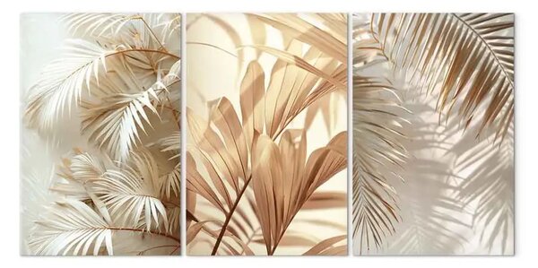 Quadro contemporaneo Composizione delicata - bellezza delle foglie di palma in toni beige