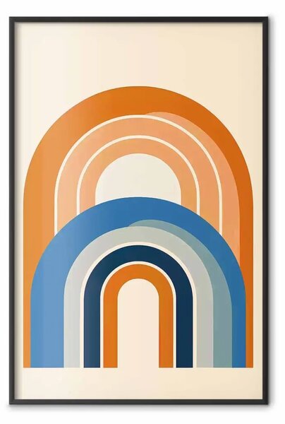 Poster: Ispirato Bauhaus - archi retro in toni caldi e freddi