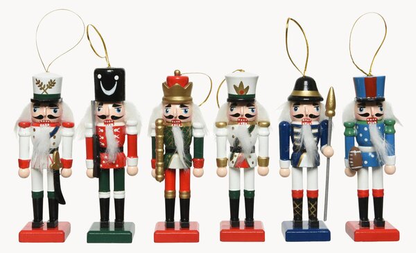 Set 6 addobbi per albero Nussknacker