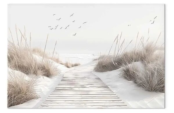 Quadro su tela Bellezza della natura - sentiero di legno tra le dune e le erbe costiere
