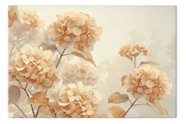 Quadro contemporaneo Ortensie delicate - fiori in toni pastello