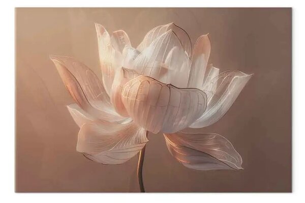 Quadro su tela Fiore di loto trasparente - composizione armoniosa della natura piena di eleganza