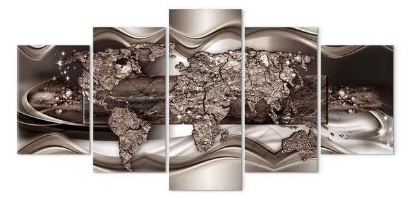 Quadro su tela Cornici del mondo - mappa astratta in tonalità scure