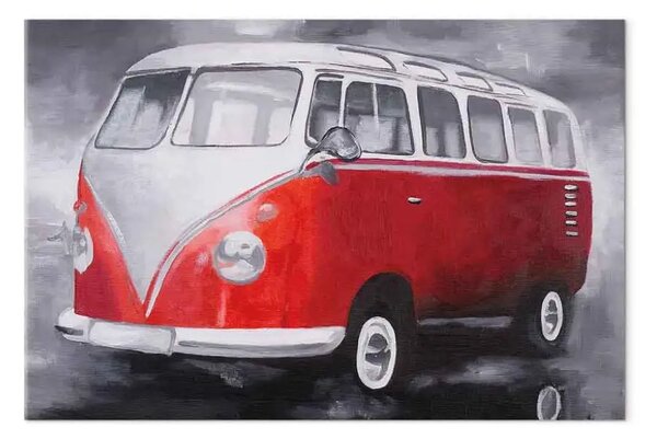 Quadro contemporaneo Autobus rosso - popolare modello di furgone in stile vintage