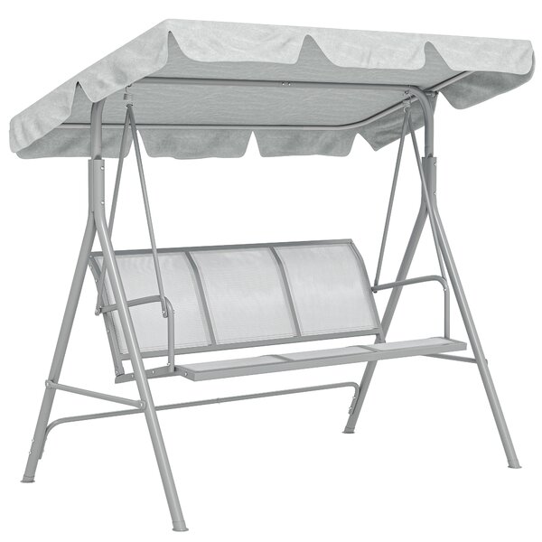 Outsunny Dondolo da Giardino 3 Posti con Tetto Parasole Rimovibile, 171x108x154 cm, Grigio Chiaro | Aosom Italy