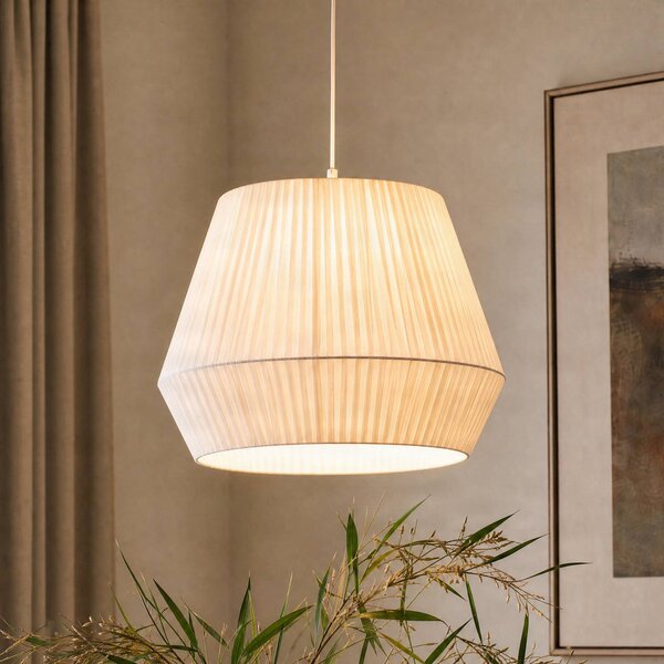 Lampada a sospensione Vitore Lindby, dimmerabile, Bianco / Opale, Soggiorno / Sala da pranzo, Tessuto / Stoffa / Seta, Scandinavo, Lampada a sospensione