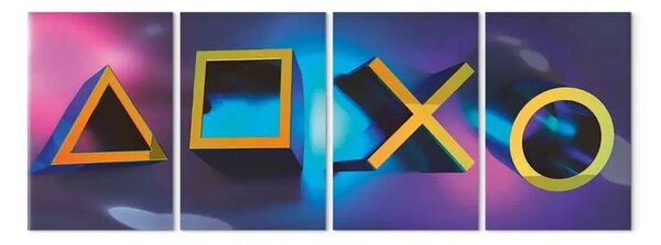 Quadro su tela Simboli nel silenzio (4 pezzi) - simboli popolari dal controller di gioco