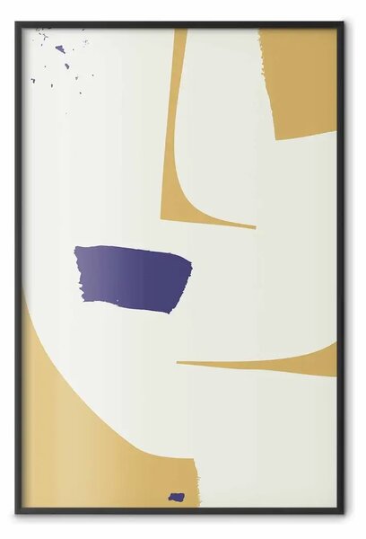Poster: Astrazione gialla - forme semplici con dettaglio contrastante blu scuro