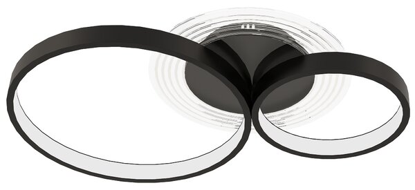 HOMCOM Plafoniera LED Moderna a 3 Anelli con Luminosità Regolabile, Potenza 40W, Nero | Aosom Italy