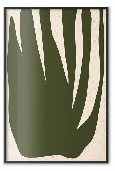 Poster: Forme erbose - forme astratte verde scuro su sfondo chiaro