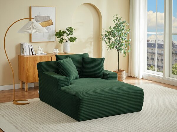 Chaise longue in velluto a coste larghe verde - DONILIA