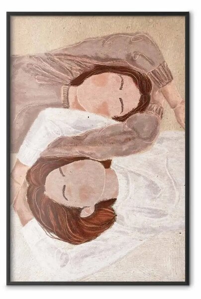 Poster: Riflesso specchiato - illustrazione di due donne sdraiate una accanto all'altra