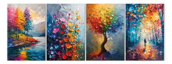 Quadro su tela Colori arcobaleno della natura - paesaggi, fiori e alberi in interpretazioni multicolori