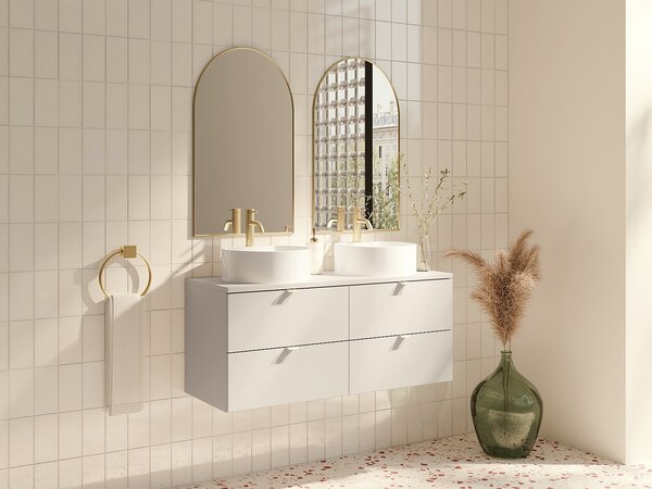 Mobile sotto lavabo sospeso con ripiano Beige 120 cm - LAVENA