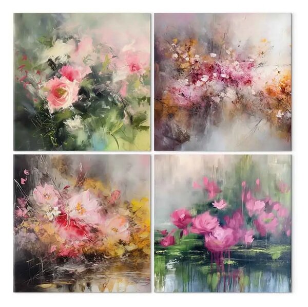 Quadro su tela Fiori colorati - bouquet pittorici in stile impressionista