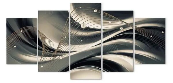 Quadro Filo dorato - astrazione in sfumature di argento e grigio