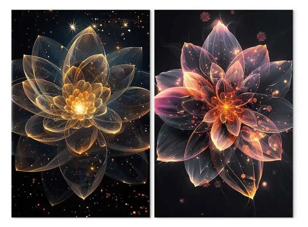 Quadro contemporaneo Mandala magica - composizione di buona energia con tema Zen su sfondo scuro