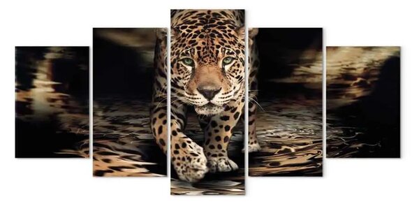 Quadro contemporaneo Predatore dagli occhi verdi (5 pezzi) largo marrone