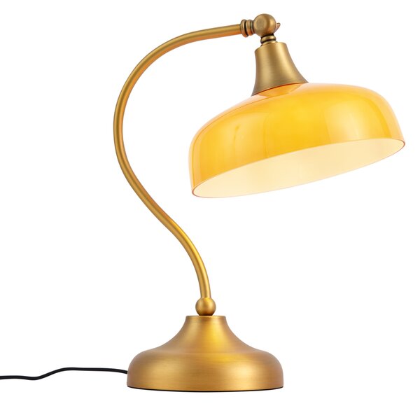 Lampada da tavolo classica bronzo con vetro opale arancione - Clerk