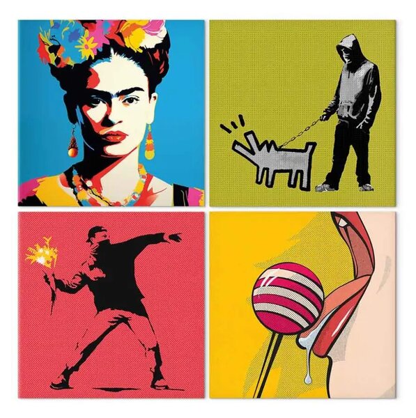 Quadro Arte del contrasto - Banksy e Frida Kahlo in stile pop-art