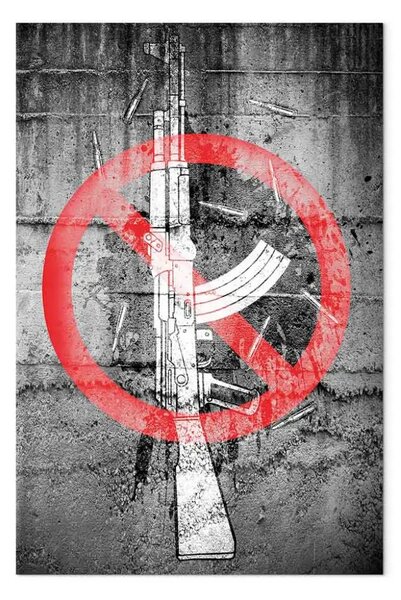 Quadro moderno AK 47 fucile su sfondo di cemento - verticale